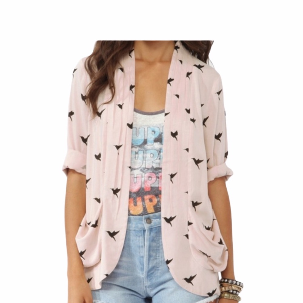 Hollister Cropped Sleeve Light Pink Jacket